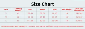 Detailed size chart for sexy rhinestone strap dress showing S, M, and L measurements