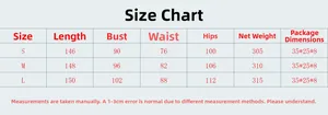 Size chart for gold sequin maxi dress detailing length, bust, waist, and hip dimensions