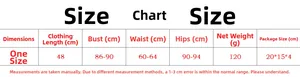Detailed size chart for rhinestone fishnet top featuring bust and length measurements