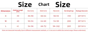 Detailed size chart for off-shoulder dress with measurements for S, M, and L sizes