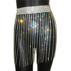 Sparkling rhinestone tassel body chain skirt for night clubs and festive parties
