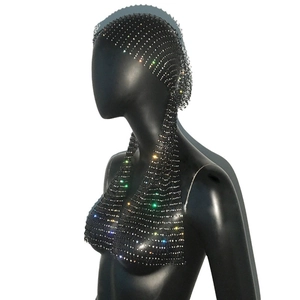 Foulard en maille à strass scintillants et ensemble de haut licou pour tenue de soirée