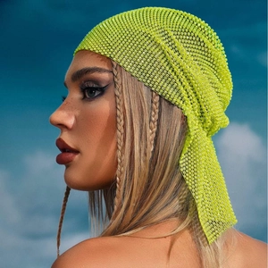 Durag Résille À Strass Foulard Pour Femmes Chapeau Turban En Cristal Élastique Pour Accessoires De Cheveux De Fête