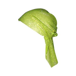 Durag en maille vert fluo scintillant avec strass pour un look streetwear tendance