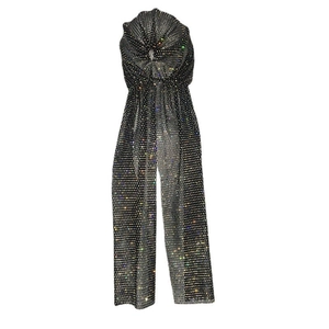 Sparkly rhinestone fishnet long headscarf for music festival party and luxury styling