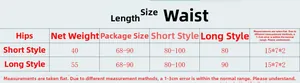 Size chart for fishnet mini skirt showing waist and hip measurements in centimeters