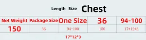 Size chart for women's mesh camisole showing length and bust measurements in a clear table