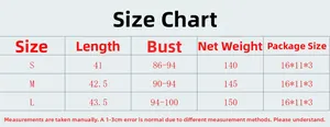 Detailed size chart for the metal sequin crop top including length and bust measurements