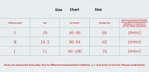Tableau des tailles pour haut bikini en strass avec mesures de buste et longueur