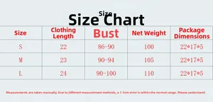 Size guide table for sparkly metal sequin top showing S, M, L measurements