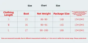 Detailed size chart for metallic tassel top including length and bust measurements