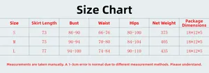 Size chart for sequin slit dress showing length, bust, waist and hip measurements in cm