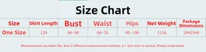 Detailed size chart for the fishnet rhinestone dress showing length and measurements