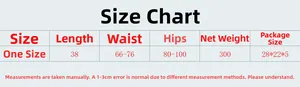 Detailed size chart for sexy rhinestone fishnet mini skirt with measurements in centimeters