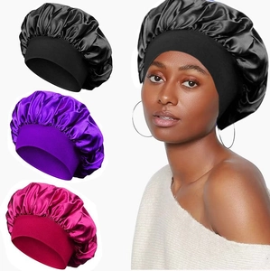 Breites Elastisches Satin Schlafhaube Für Damen Haarschutz Anti Frizz Seidenstruktur Nachtmütze Große Kopfbedeckung