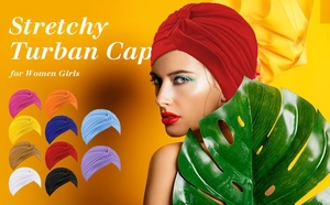 Détail des onze turbans extensibles pour femmes disponibles en plusieurs couleurs vives