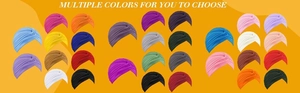 Grille détaillée de turbans plissés multicolores dans divers tons vifs et neutres