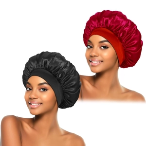 Women Satin Sleep Cap Wide Elastic Band Hair Bonnet Silky Night Hat For Hair Care Beauty Sleeping Home Bonnet Headwear