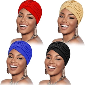 Femmes Bonnet Turban Plissé Nœud Torsadé Indien Foulard de Tête Chimiothérapie Extensible Bonnet Africain Accessoires Cheveux Quotidien