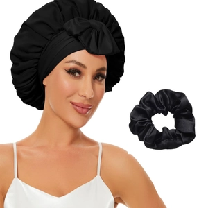 Women Satin Bonnet Large Bow Sleep Cap Hair Care Night Cap Smooth Silk Satin Bonnet With Ribbon Ribbon For Curly Hair