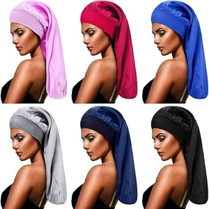 Bonnet de Nuit en Satin pour Femmes Large Bande Élastique Protection des Cheveux Longs Tresses Cheveux Bouclés