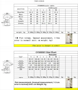 Size chart table for long lace dress with detailed measurements in inches and cm