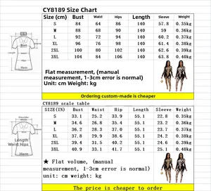 Detailed size chart for sequin jumpsuit showing measurements in centimeters and inches