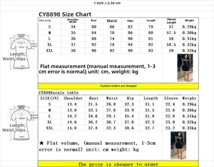Size chart for model CY8898 rhinestone dress with detailed CM and INCH measurements