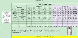 Detailed size chart for women's V-neck slit dress showing measurements from 1XL to 5XL