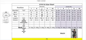 Guide des tailles pour robe sexy CY9116 en mesh à strass avec mesures S-XXL