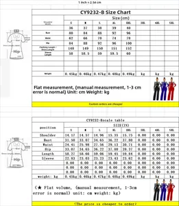 Tableau des tailles détaillé pour combishort à strass et franges en cm et en pouces