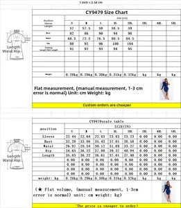 Size chart for deep blue sequin dress detailing sleeve, bust, waist, and hip measurements