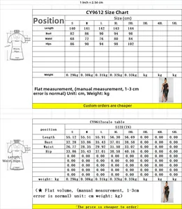Tabella taglie con misure per abito lungo con paillettes e spacco laterale S-2XL