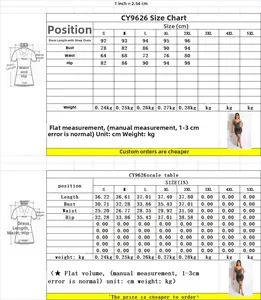 Tabella taglie dettagliata per vestito con strass e frange con misure in CM e IN