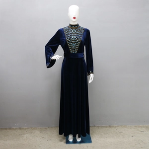Elegant Orange Long Sleeve Maxi Dress For Women Ethnic Rhinestones Patchwork Chiffon Kaftan Dress With Belt Party Banquet Dress