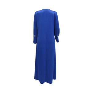 Rear view of royal blue long abaya dress featuring elegant star-shaped beaded sleeve details