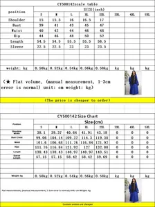 Size chart for rhinestone kaftan dress with measurements in inches and cm for S to 5XL