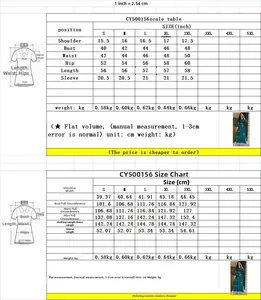 Detailed size chart for beaded chiffon dress in inches and cm including shoulder and bust