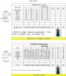 Guide des tailles pour caftan en satin avec mesures en pouces et cm pour S à XXL