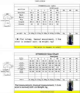 Detailed size chart for Jalabia dress with metric and imperial measurements S-5XL