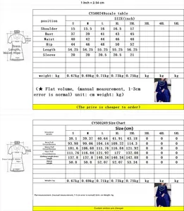 Size chart for velvet zip-up dress with measurements in inches and cm for sizes S to 5XL