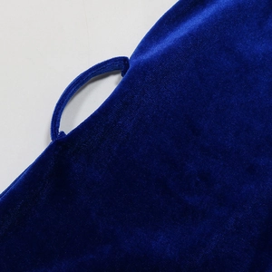 Detail shot of royal blue velvet strap with smooth texture and high-gloss finish