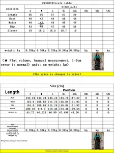 Detailed size chart in inches and cm for the printed contrast long robe dress