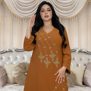 Amber kaftan maxi dress with long sleeves and elegant floral sequin embroidery detail