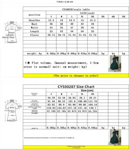 Detailed size chart in cm and inches for the jalabiya evening dress with puff sleeves
