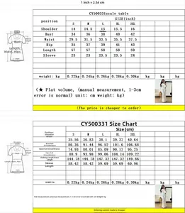 Detailed size chart for long sleeve elegant dress showing cm and inch measurements
