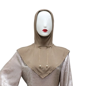 Nuovo hijab pullover con catena di perle transfrontaliero, elegante foulard marrone per donne.