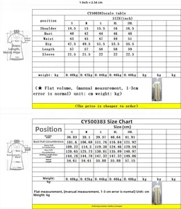 Size chart for women jacquard chiffon robe with detailed measurements in inches and cm