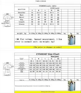 Size chart table for chiffon rhinestone dress showing S to 2XL measurements in inches