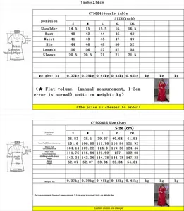 Guide des tailles pour robe de soirée avec mesures d'épaules, de buste et de longueur